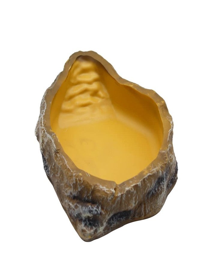 Abustle pig Reptile Water Dish,Resin Reptile Rock Food Feeder Bowl, Water and Food Bowl,Terrarium Decor for Leopard Gecko, Lizard,Spider,Turtle,Scorpion, Chameleon,Hermit Crabs (M, Yellow) - Image 1